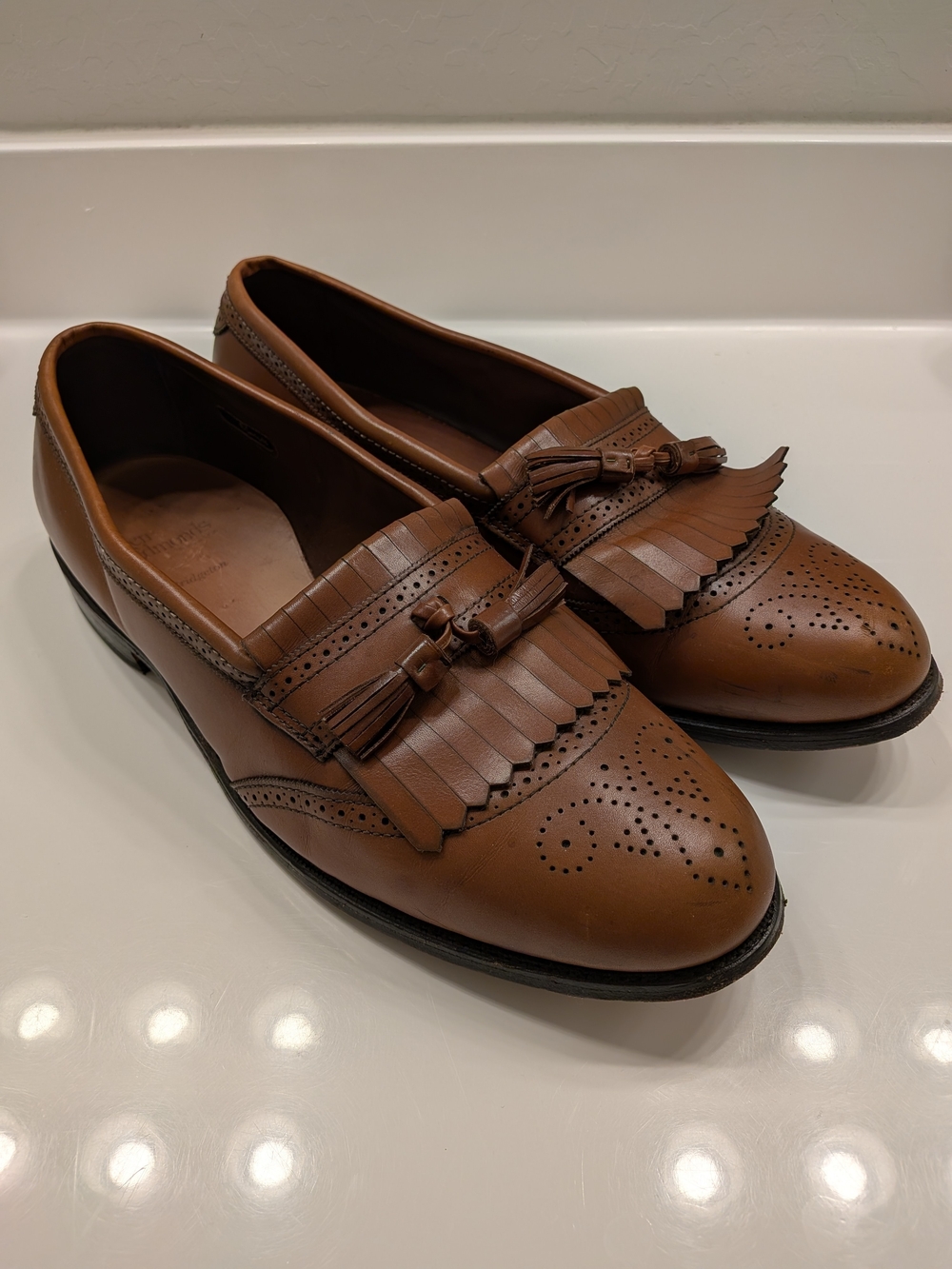 Vintage Allen Edmonds Bridgeton Brown Leather Kiltie Tassel Loafers – Made in US